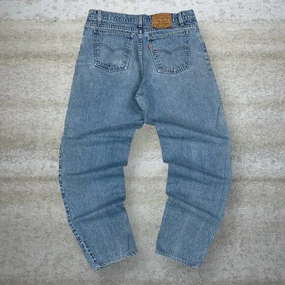 Vintage 90s Orange Tab Levis Jeans 550 36x34 Relaxed Fit Tapered Leg Light Wash - Picture 1 of 9